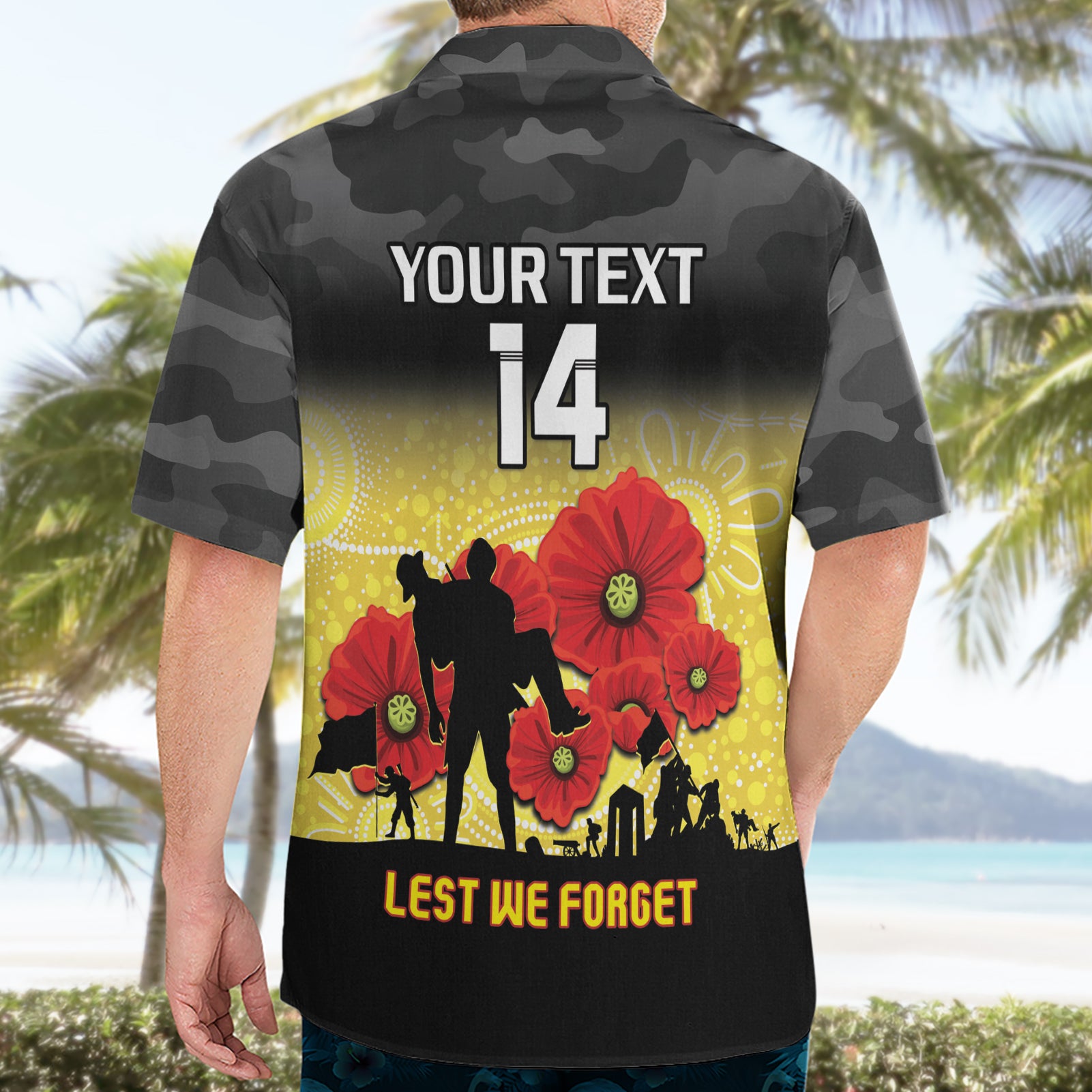 Custom Richmond Football ANZAC Hawaiian Shirt Gallipoli Camouflage With Poppies - Vibe Hoodie Shop