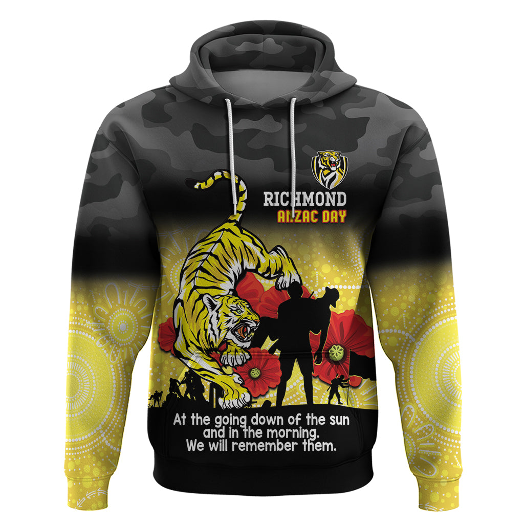 Custom Richmond Football ANZAC Hoodie Gallipoli Camouflage With Poppies - Vibe Hoodie Shop