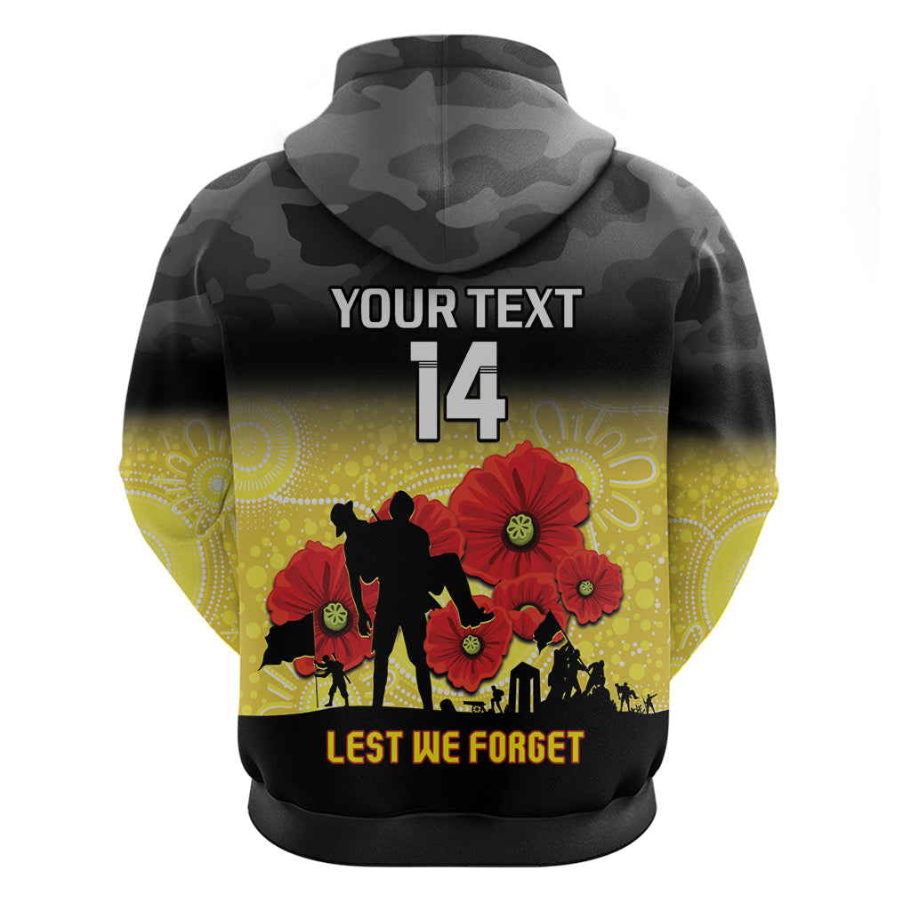 Custom Richmond Football ANZAC Hoodie Gallipoli Camouflage With Poppies - Vibe Hoodie Shop