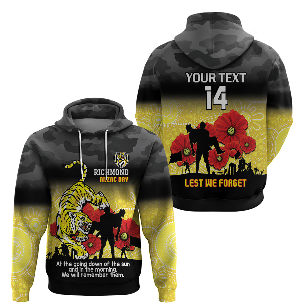 Custom Richmond Football ANZAC Hoodie Gallipoli Camouflage With Poppies - Vibe Hoodie Shop
