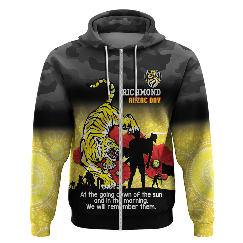 Custom Richmond Football ANZAC Hoodie Gallipoli Camouflage With Poppies - Vibe Hoodie Shop