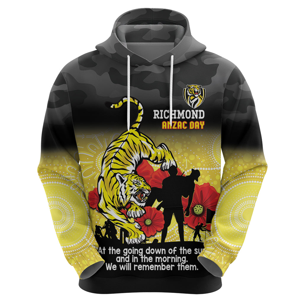Custom Richmond Football ANZAC Hoodie Gallipoli Camouflage With Poppies - Vibe Hoodie Shop