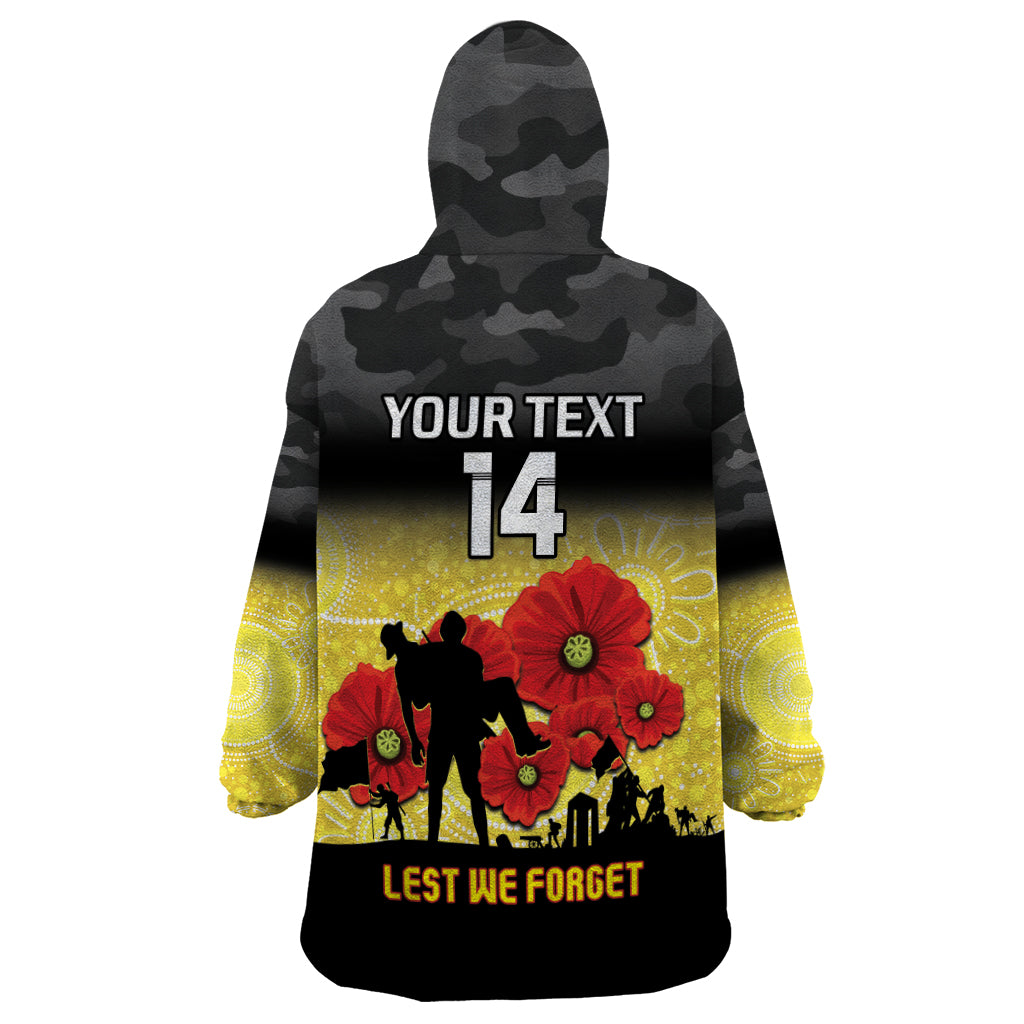 Custom Richmond Football ANZAC Wearable Blanket Hoodie Gallipoli Camouflage With Poppies - Vibe Hoodie Shop