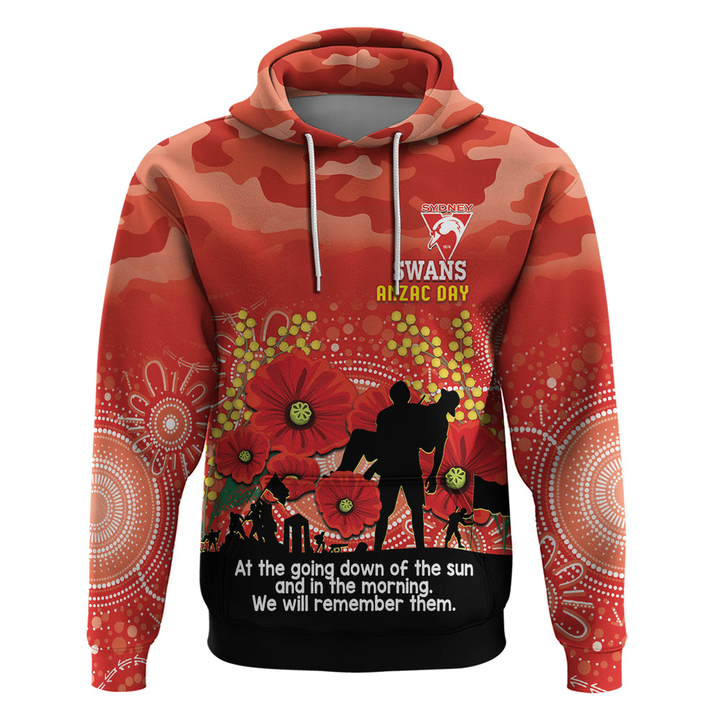 Custom Swans Football ANZAC Hoodie Gallipoli Camouflage With Poppies - Vibe Hoodie Shop