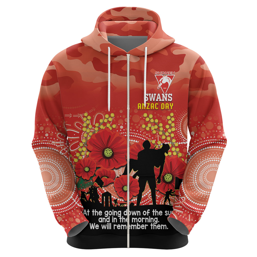 Custom Swans Football ANZAC Hoodie Gallipoli Camouflage With Poppies - Vibe Hoodie Shop