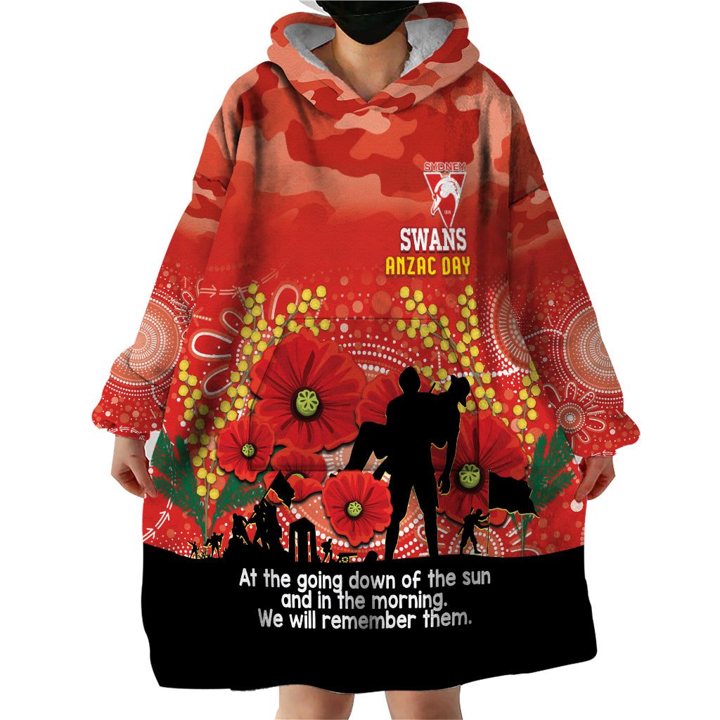 Custom Swans Football ANZAC Wearable Blanket Hoodie Gallipoli Camouflage With Poppies - Vibe Hoodie Shop