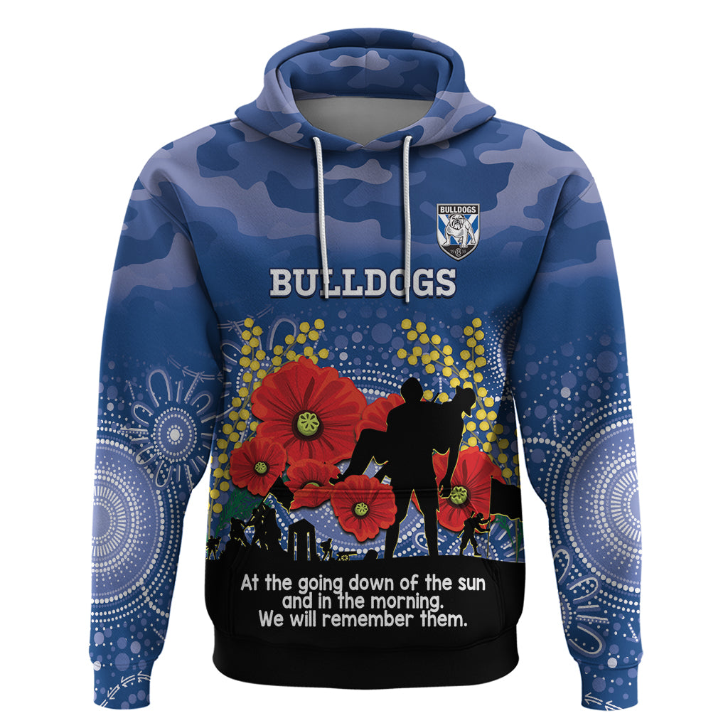 Custom Bulldogs Football ANZAC Hoodie Gallipoli Camouflage With Poppies - Vibe Hoodie Shop