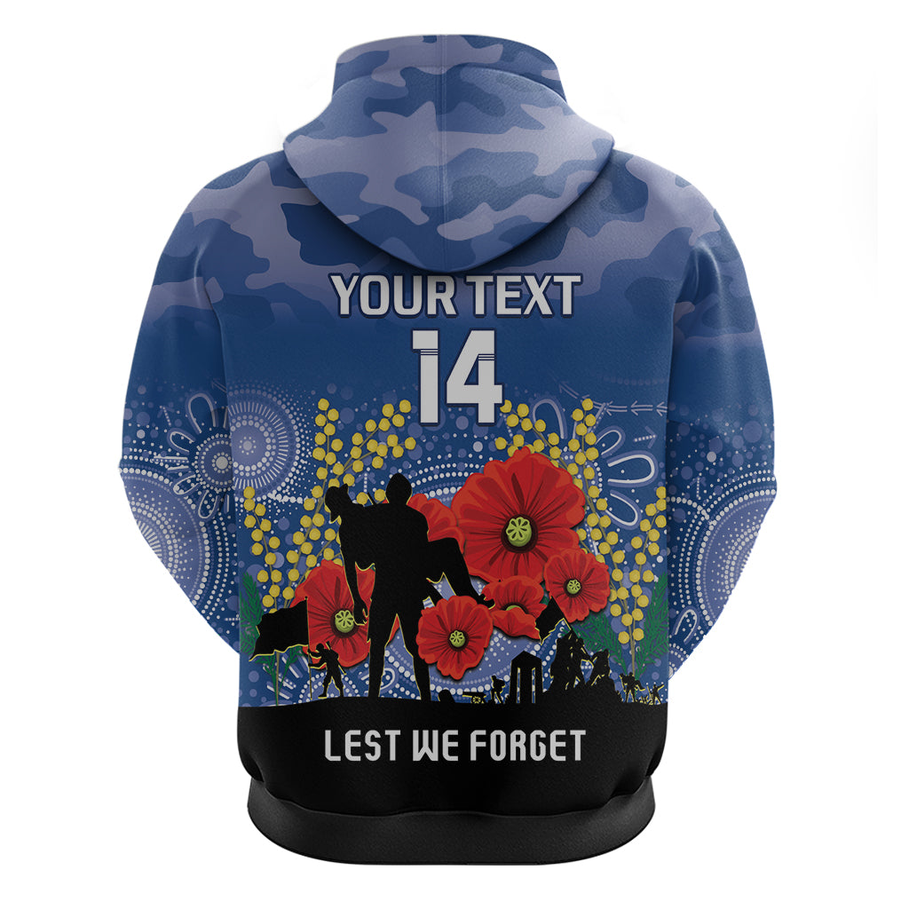 Custom Bulldogs Football ANZAC Hoodie Gallipoli Camouflage With Poppies - Vibe Hoodie Shop