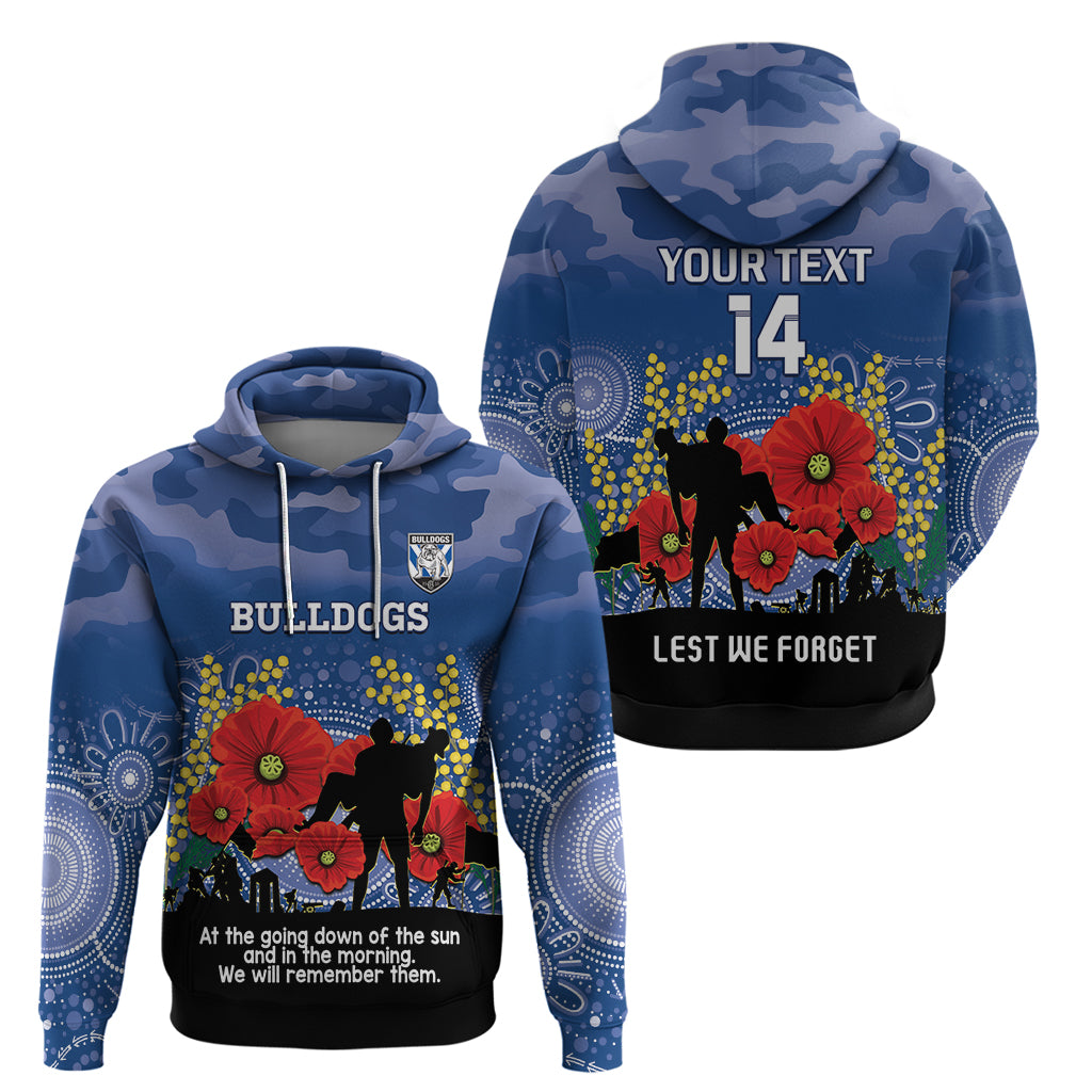 Custom Bulldogs Football ANZAC Hoodie Gallipoli Camouflage With Poppies - Vibe Hoodie Shop