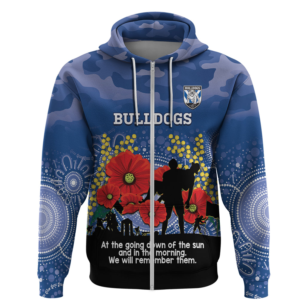 Custom Bulldogs Football ANZAC Hoodie Gallipoli Camouflage With Poppies - Vibe Hoodie Shop