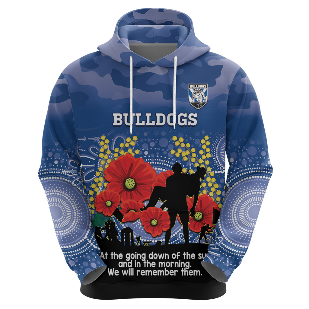 Custom Bulldogs Football ANZAC Hoodie Gallipoli Camouflage With Poppies - Vibe Hoodie Shop