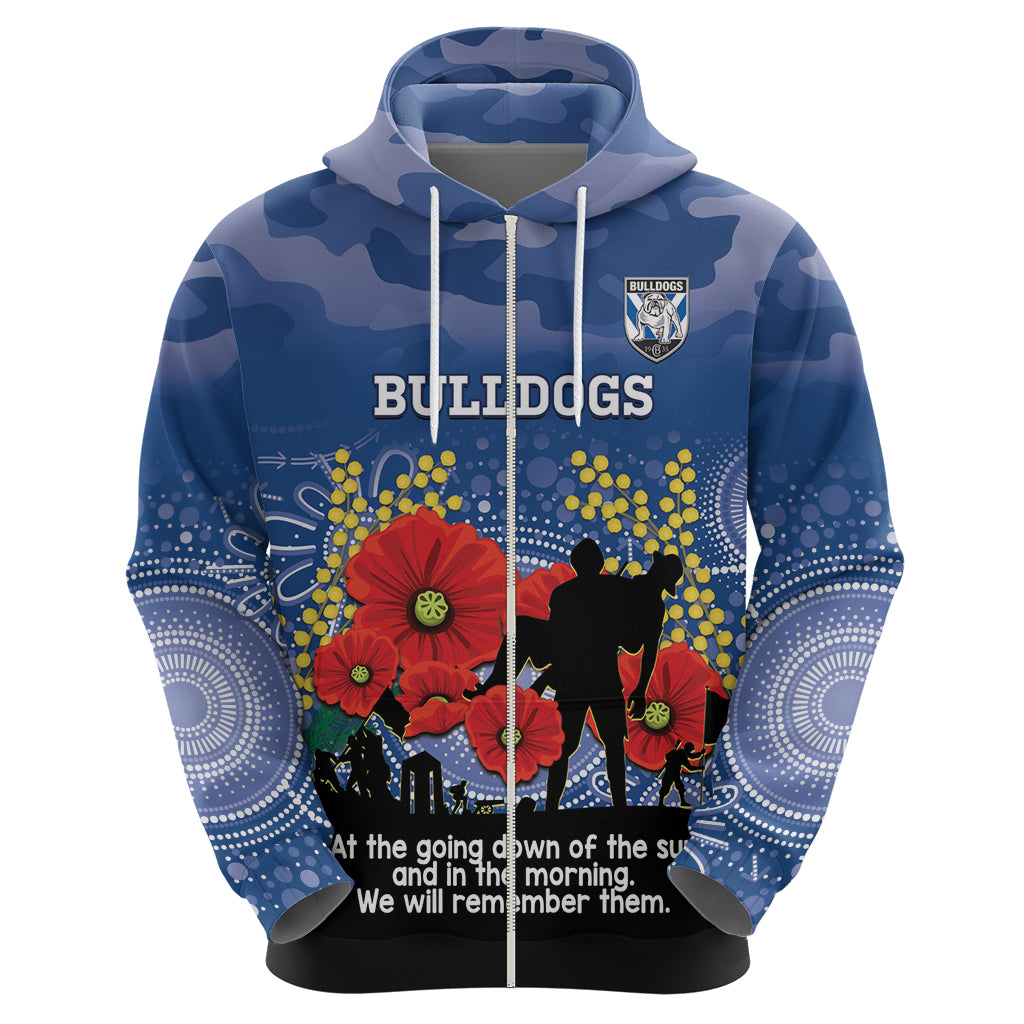 Custom Bulldogs Football ANZAC Hoodie Gallipoli Camouflage With Poppies - Vibe Hoodie Shop
