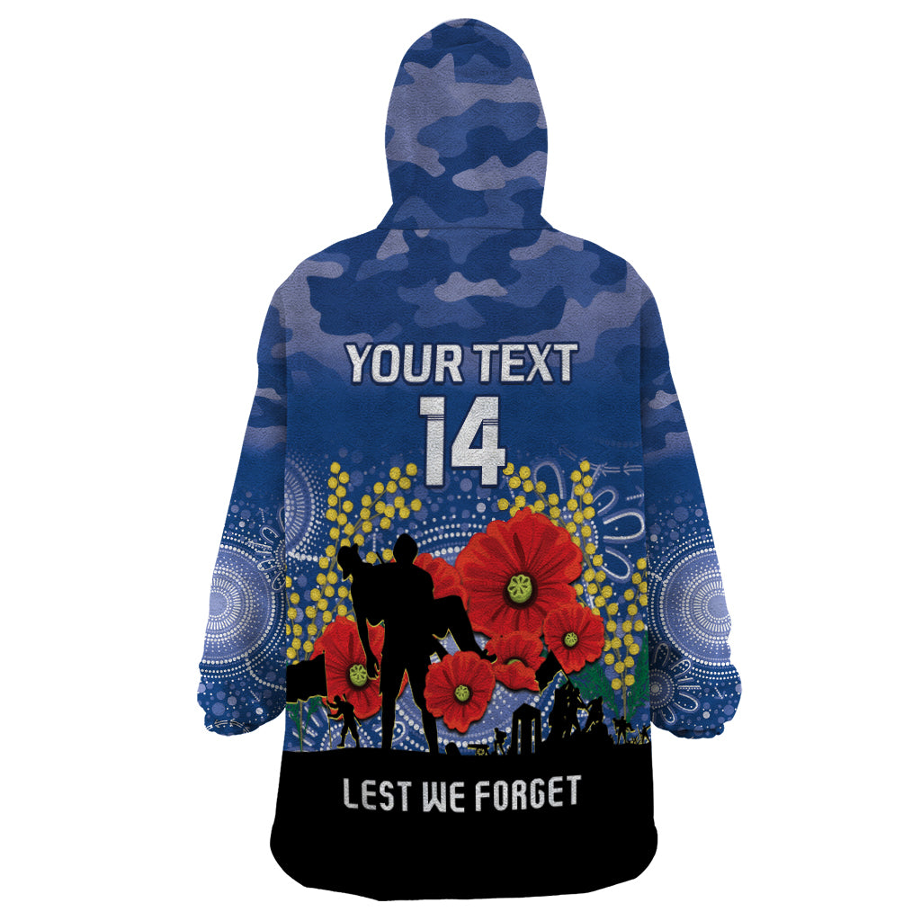 Custom Bulldogs Football ANZAC Wearable Blanket Hoodie Gallipoli Camouflage With Poppies - Vibe Hoodie Shop