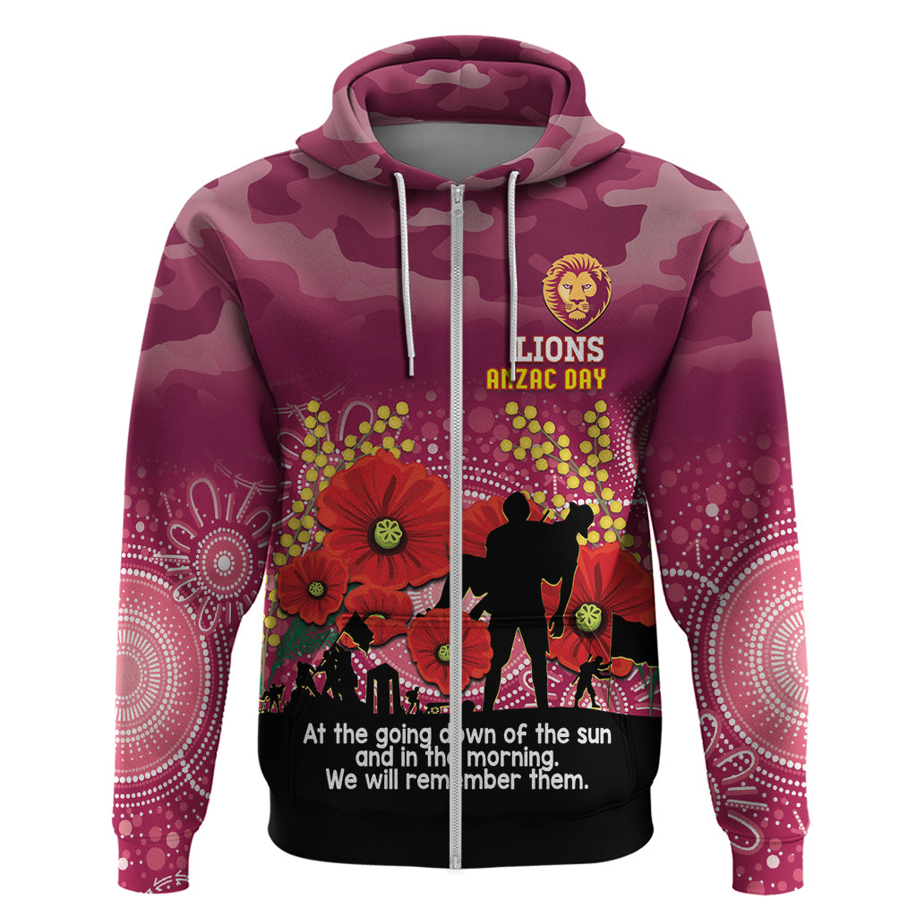 Custom Lions Football ANZAC Hoodie Gallipoli Camouflage With Poppies - Vibe Hoodie Shop