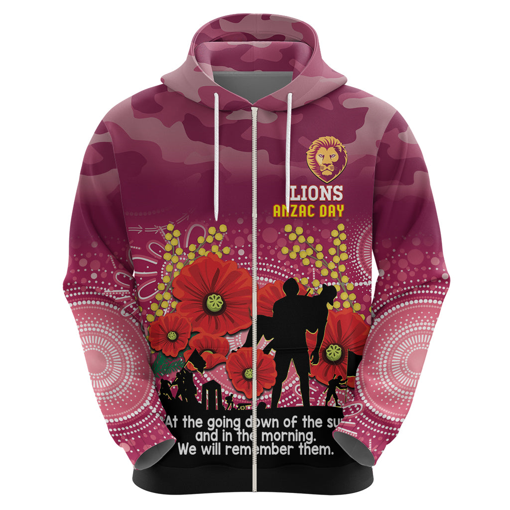 Custom Lions Football ANZAC Hoodie Gallipoli Camouflage With Poppies - Vibe Hoodie Shop