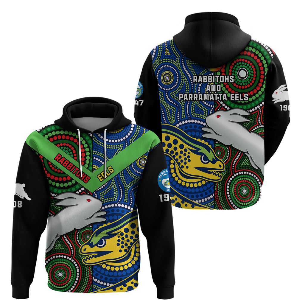 Rabbitohs Mix Eels Rugby Hoodie Souths And Parra Indigenous - Vibe Hoodie Shop