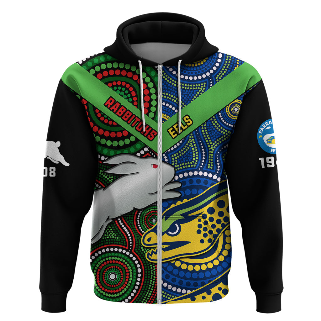 Rabbitohs Mix Eels Rugby Hoodie Souths And Parra Indigenous - Vibe Hoodie Shop