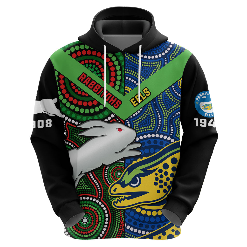 Rabbitohs Mix Eels Rugby Hoodie Souths And Parra Indigenous - Vibe Hoodie Shop