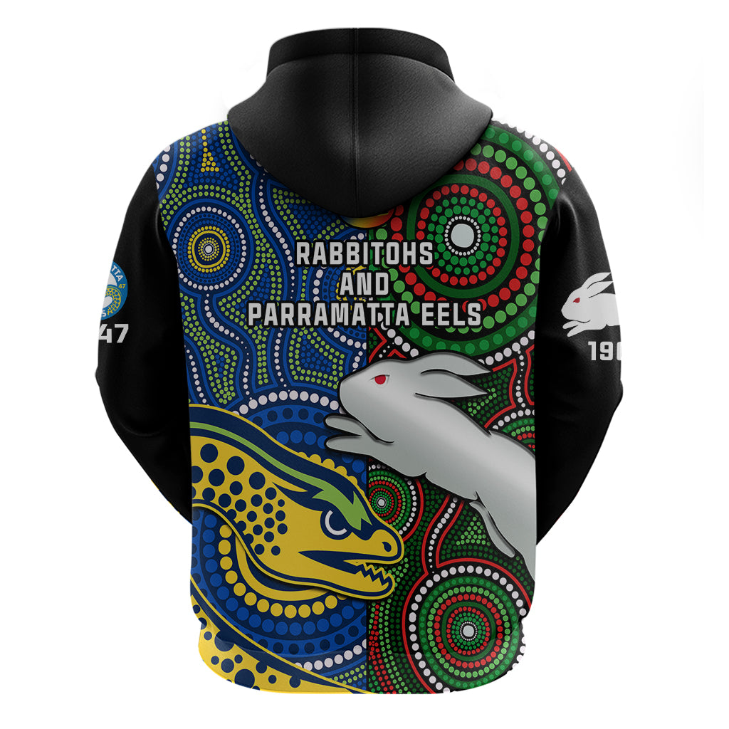 Rabbitohs Mix Eels Rugby Hoodie Souths And Parra Indigenous - Vibe Hoodie Shop