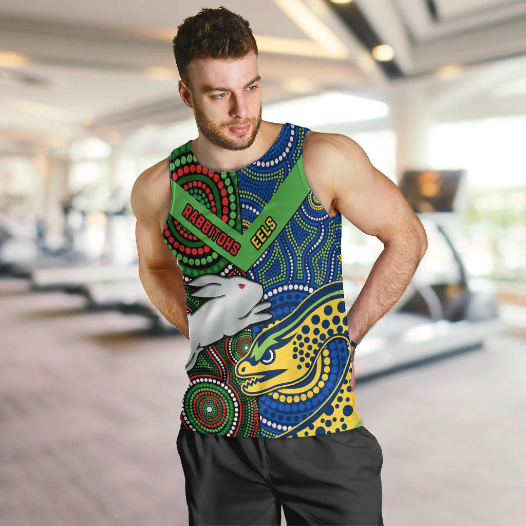 Rabbitohs Mix Eels Rugby Men Tank Top Souths And Parra Indigenous - Vibe Hoodie Shop