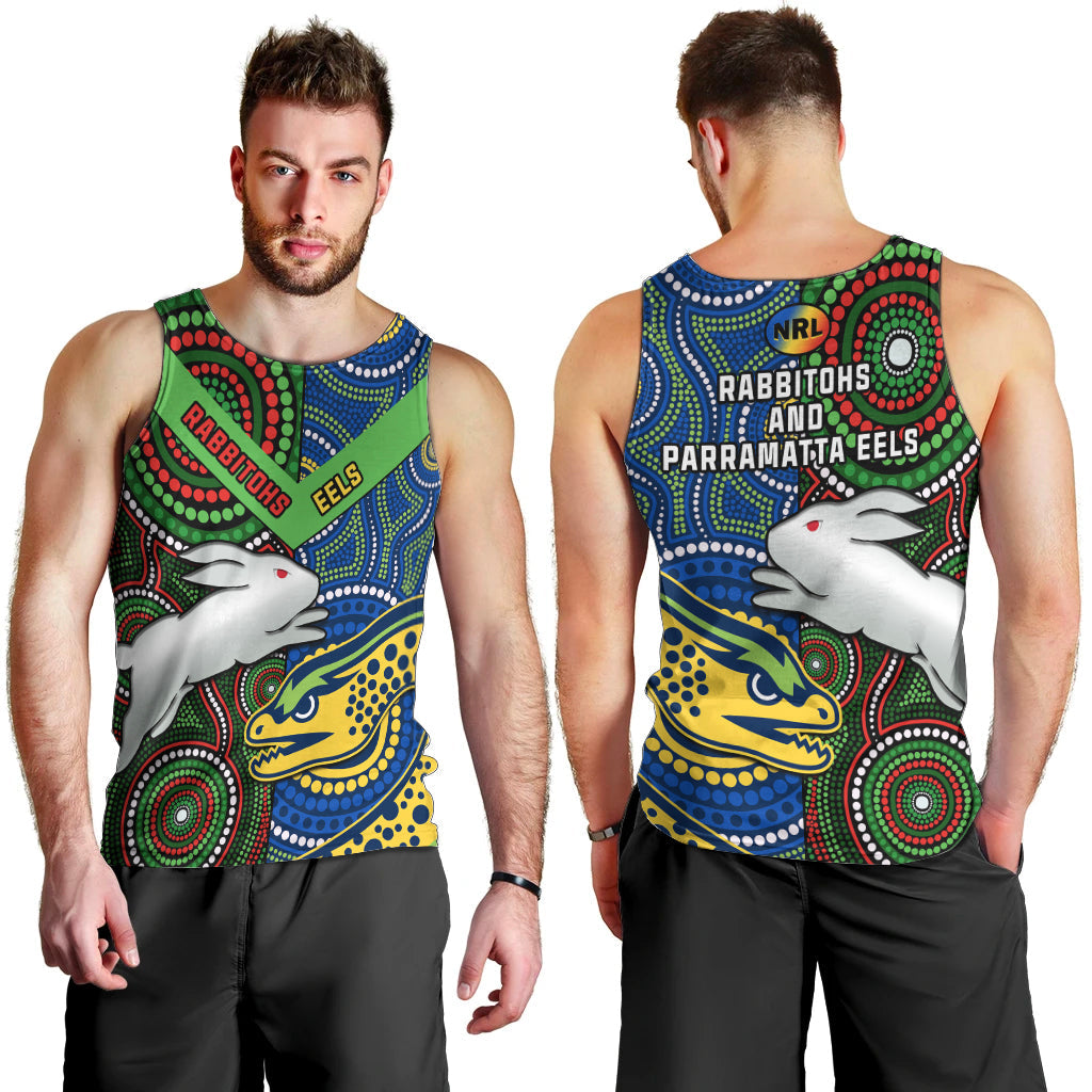 Rabbitohs Mix Eels Rugby Men Tank Top Souths And Parra Indigenous - Vibe Hoodie Shop