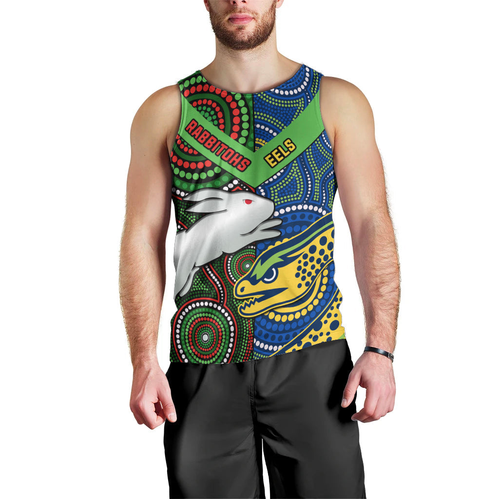 Rabbitohs Mix Eels Rugby Men Tank Top Souths And Parra Indigenous - Vibe Hoodie Shop