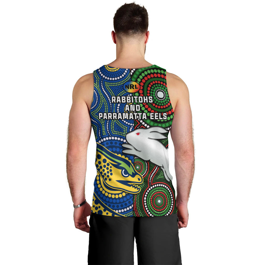 Rabbitohs Mix Eels Rugby Men Tank Top Souths And Parra Indigenous - Vibe Hoodie Shop