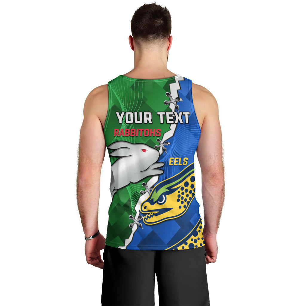 (Custom Personalised) Rabbitohs Mix Eels Rugby Men Tank Top Souths And Parra Sporty Style - Vibe Hoodie Shop