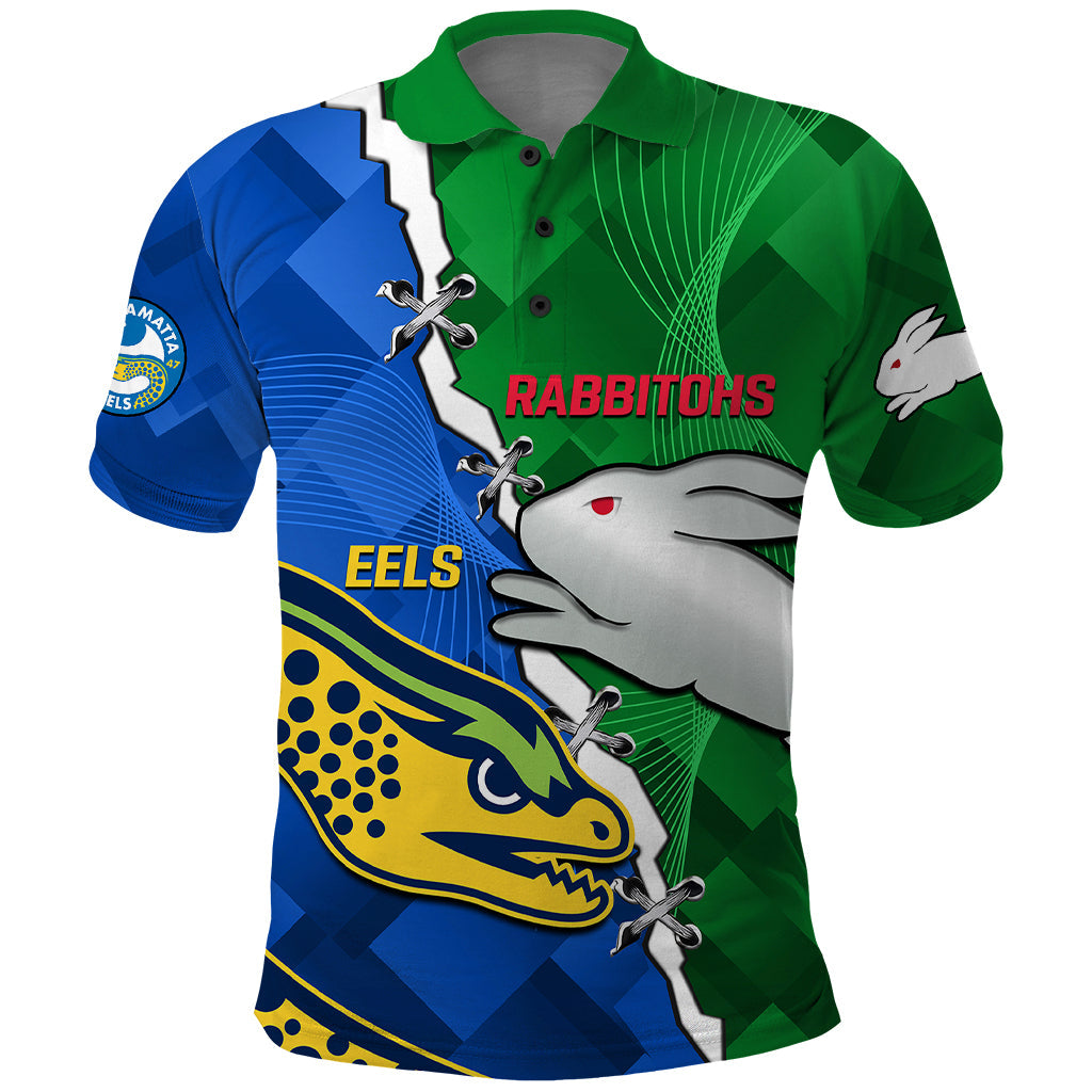 (Custom Personalised) Rabbitohs Mix Eels Rugby Polo Shirt Souths And Parra Sporty Style - Vibe Hoodie Shop