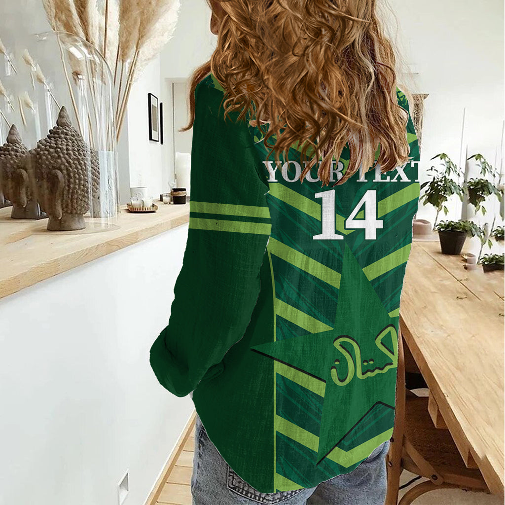 Custom Pakistan Cricket Women Casual Shirt 2024 World Cup Go Shaheens - Vibe Hoodie Shop