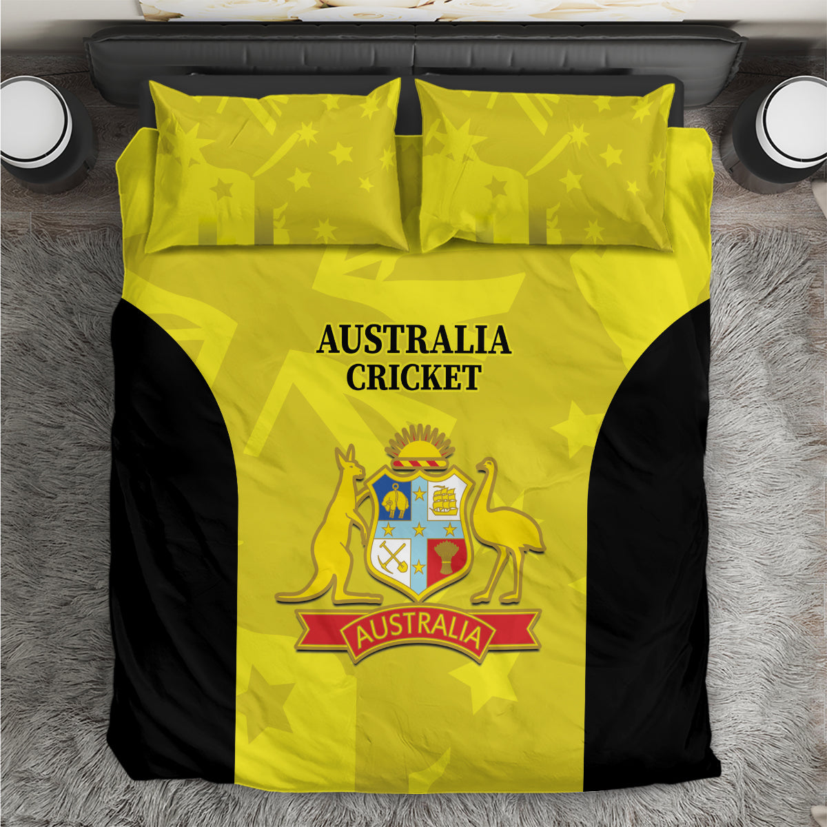 Australia Cricket Bedding Set 2024 World Cup Go Aussie - Gold Version - Vibe Hoodie Shop