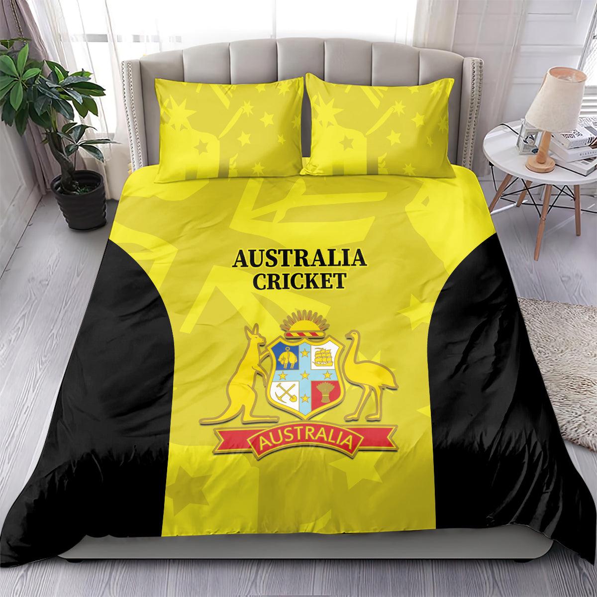 Australia Cricket Bedding Set 2024 World Cup Go Aussie - Gold Version - Vibe Hoodie Shop