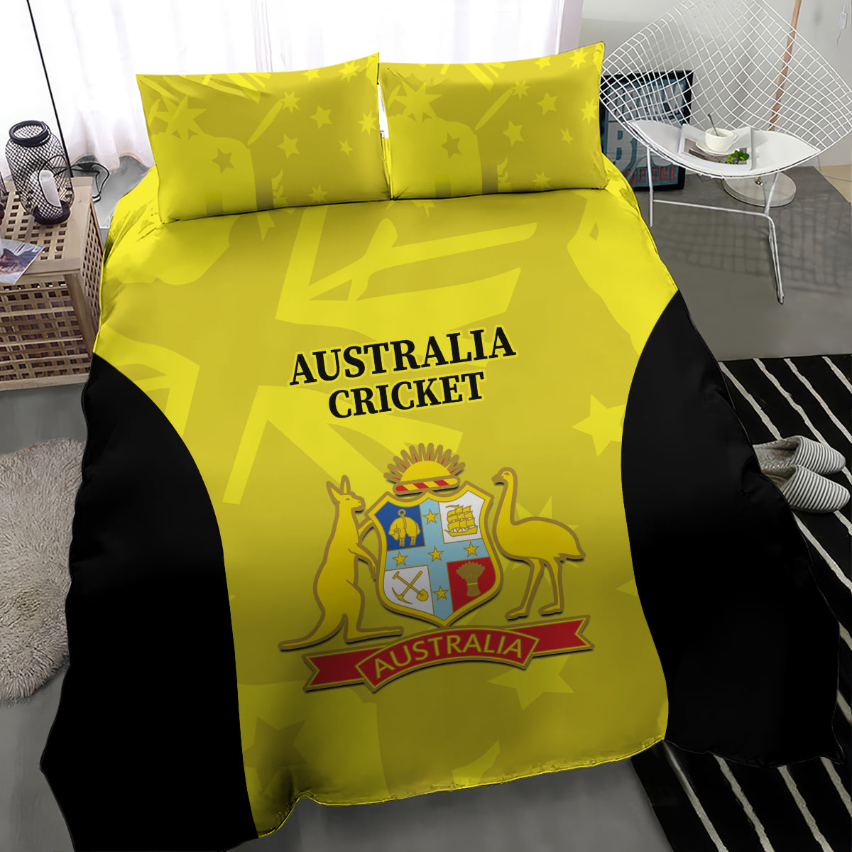 Australia Cricket Bedding Set 2024 World Cup Go Aussie - Gold Version - Vibe Hoodie Shop