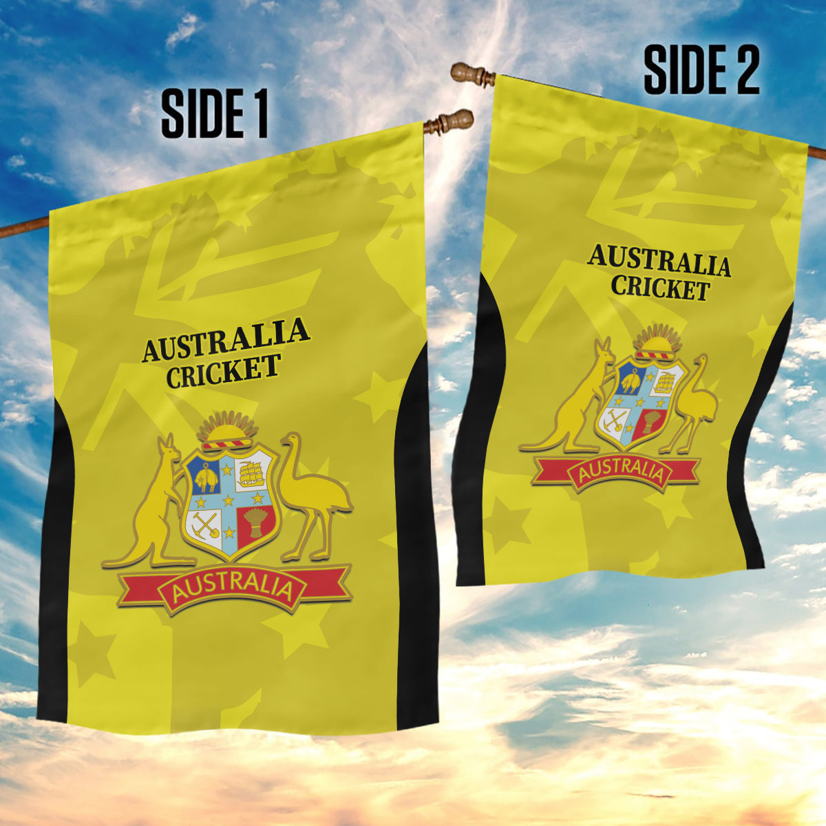 Australia Cricket Garden Flag 2024 World Cup Go Aussie - Gold Version - Vibe Hoodie Shop