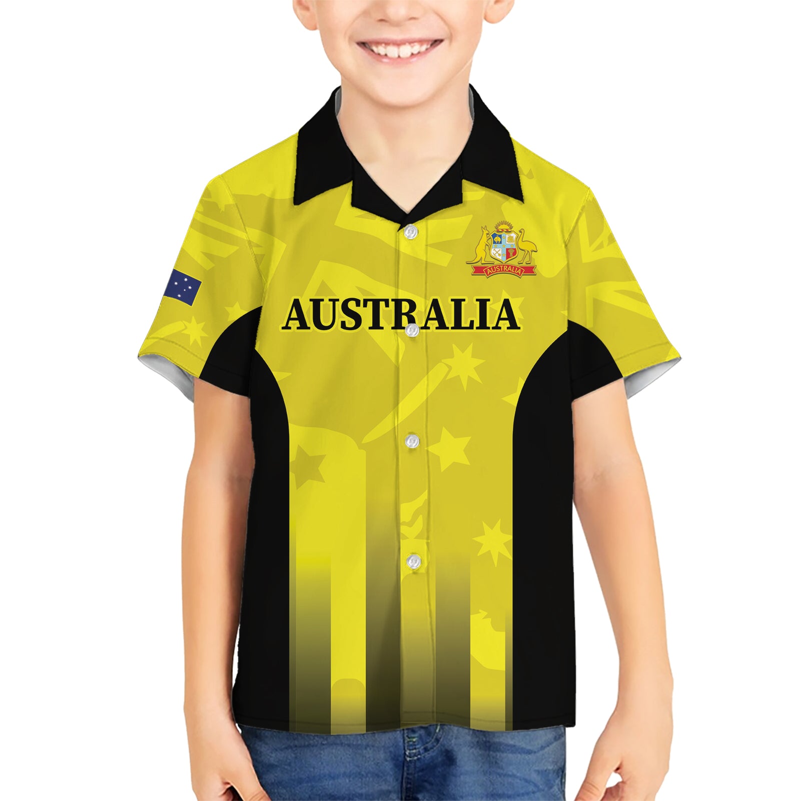 Custom Australia Cricket Hawaiian Shirt 2024 World Cup Go Aussie - Gold Version - Vibe Hoodie Shop