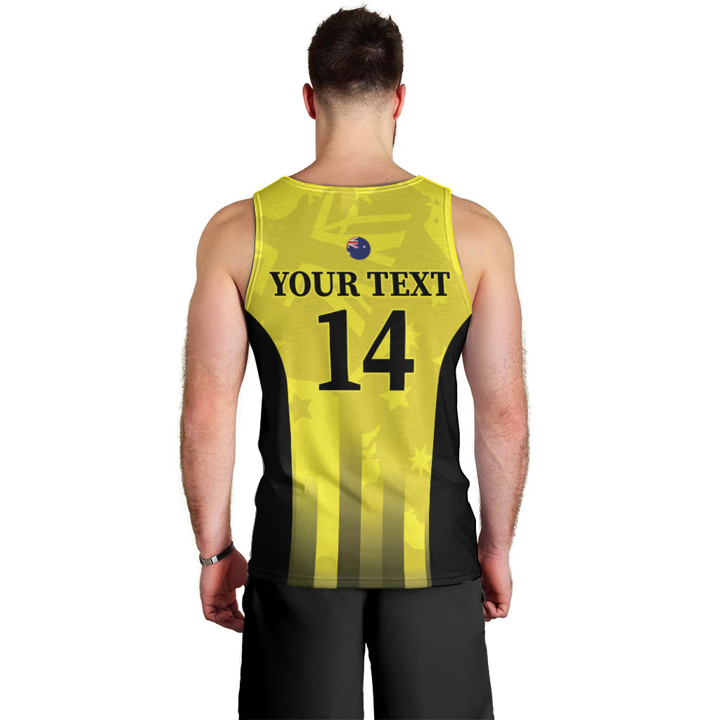 Custom Australia Cricket Men Tank Top 2024 World Cup Go Aussie - Gold Version - Vibe Hoodie Shop