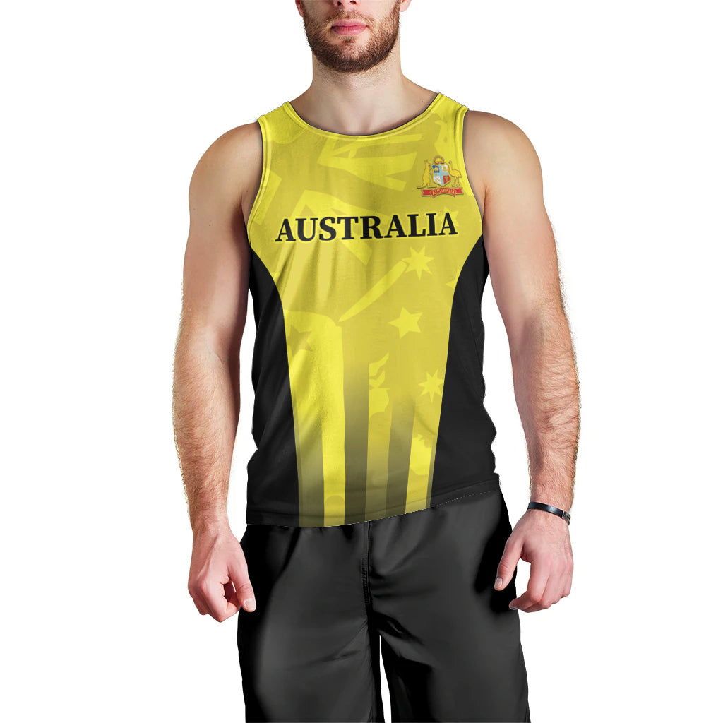 Custom Australia Cricket Men Tank Top 2024 World Cup Go Aussie - Gold Version - Vibe Hoodie Shop