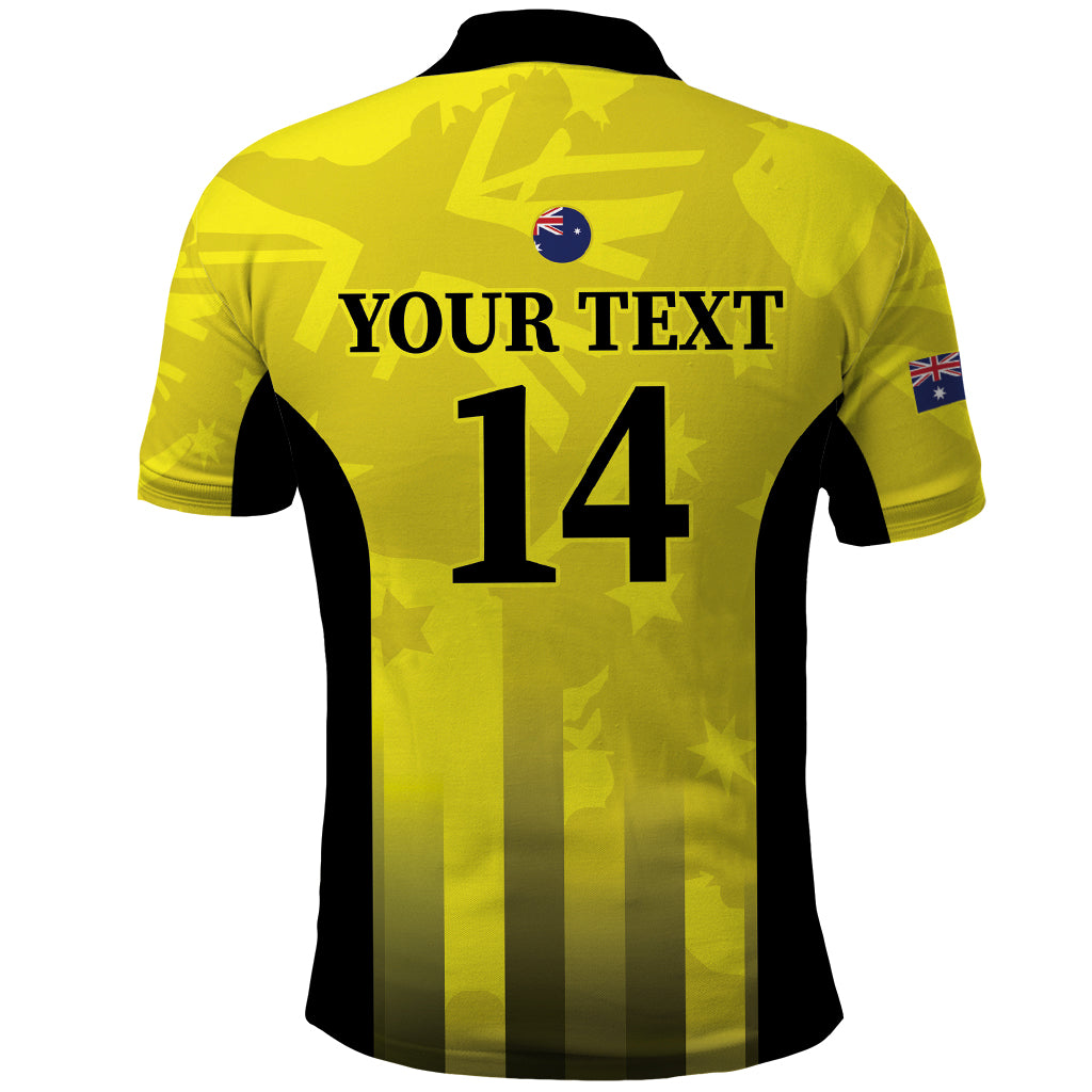 Custom Australia Cricket Polo Shirt 2024 World Cup Go Aussie - Gold Version - Vibe Hoodie Shop