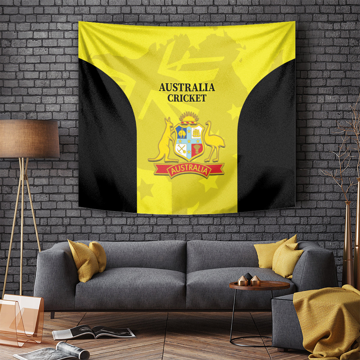 Australia Cricket Tapestry 2024 World Cup Go Aussie - Gold Version - Vibe Hoodie Shop