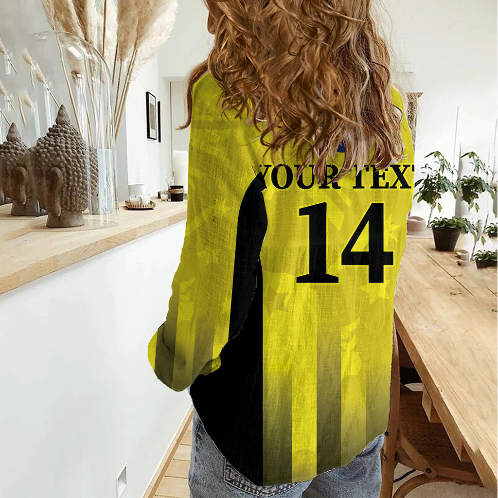 Custom Australia Cricket Women Casual Shirt 2024 World Cup Go Aussie - Gold Version - Vibe Hoodie Shop