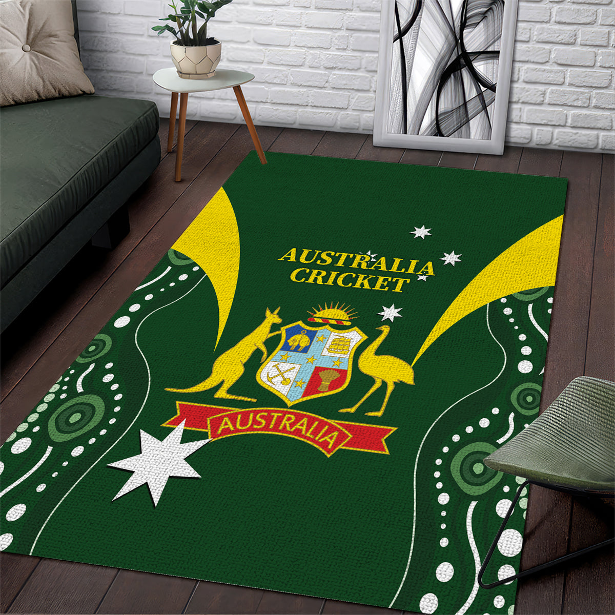 Australia Cricket Area Rug 2024 World Cup Go Aussie - Green Version - Vibe Hoodie Shop