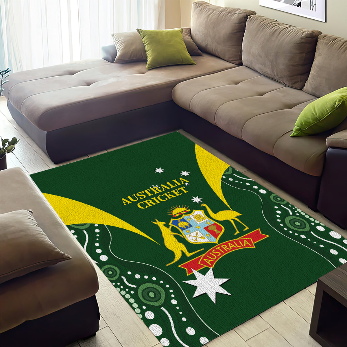 Australia Cricket Area Rug 2024 World Cup Go Aussie - Green Version - Vibe Hoodie Shop