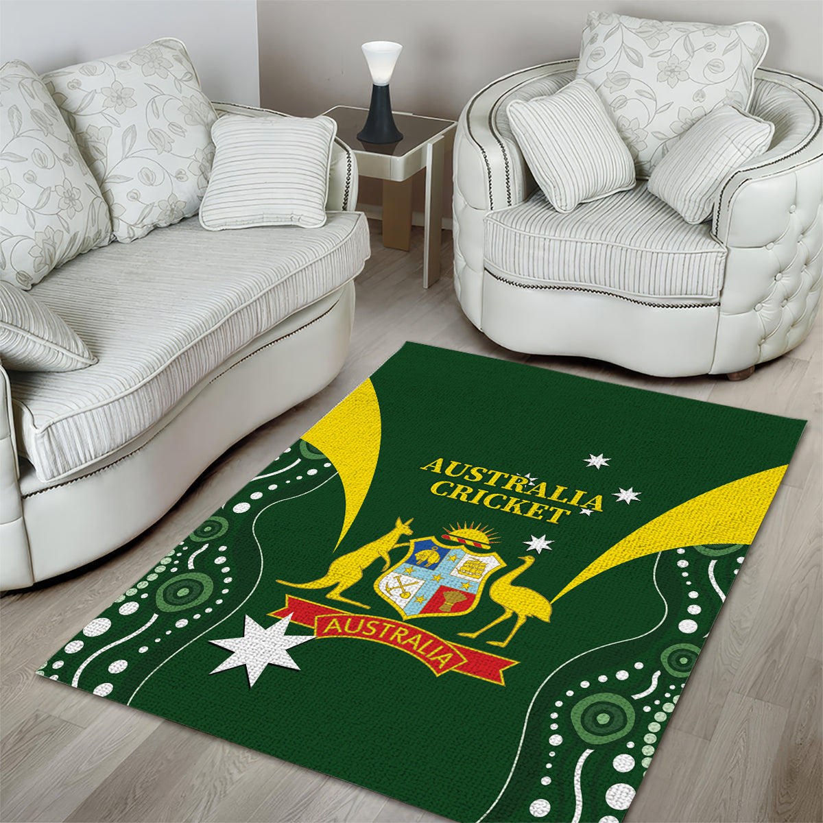 Australia Cricket Area Rug 2024 World Cup Go Aussie - Green Version - Vibe Hoodie Shop