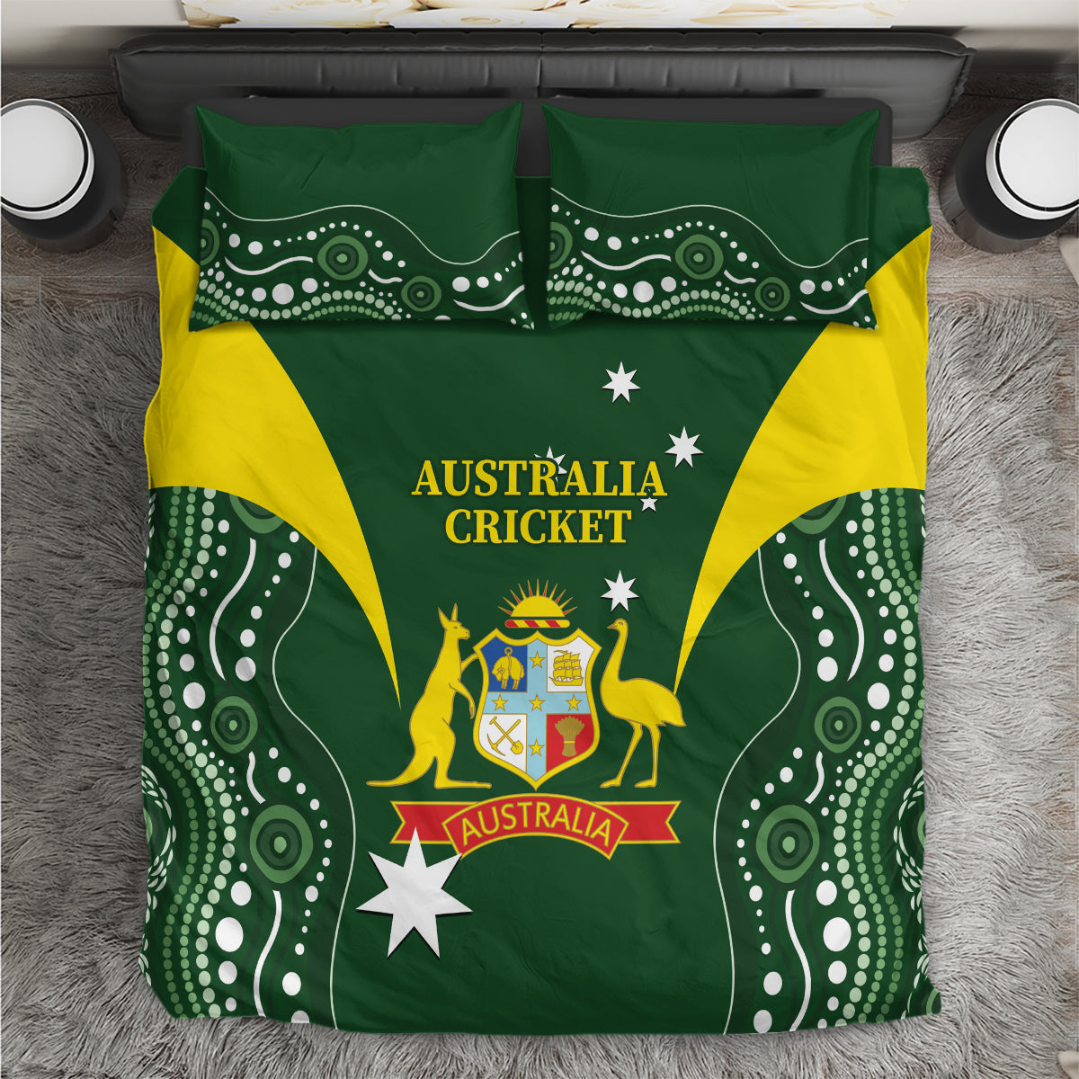 Australia Cricket Bedding Set 2024 World Cup Go Aussie - Green Version - Vibe Hoodie Shop