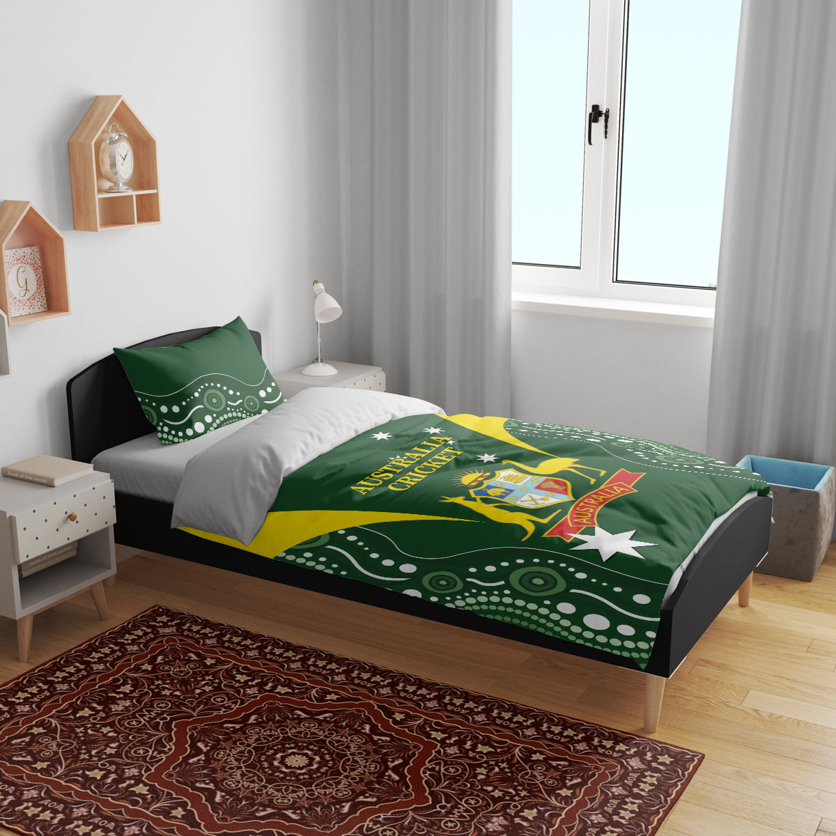 Australia Cricket Bedding Set 2024 World Cup Go Aussie - Green Version - Vibe Hoodie Shop