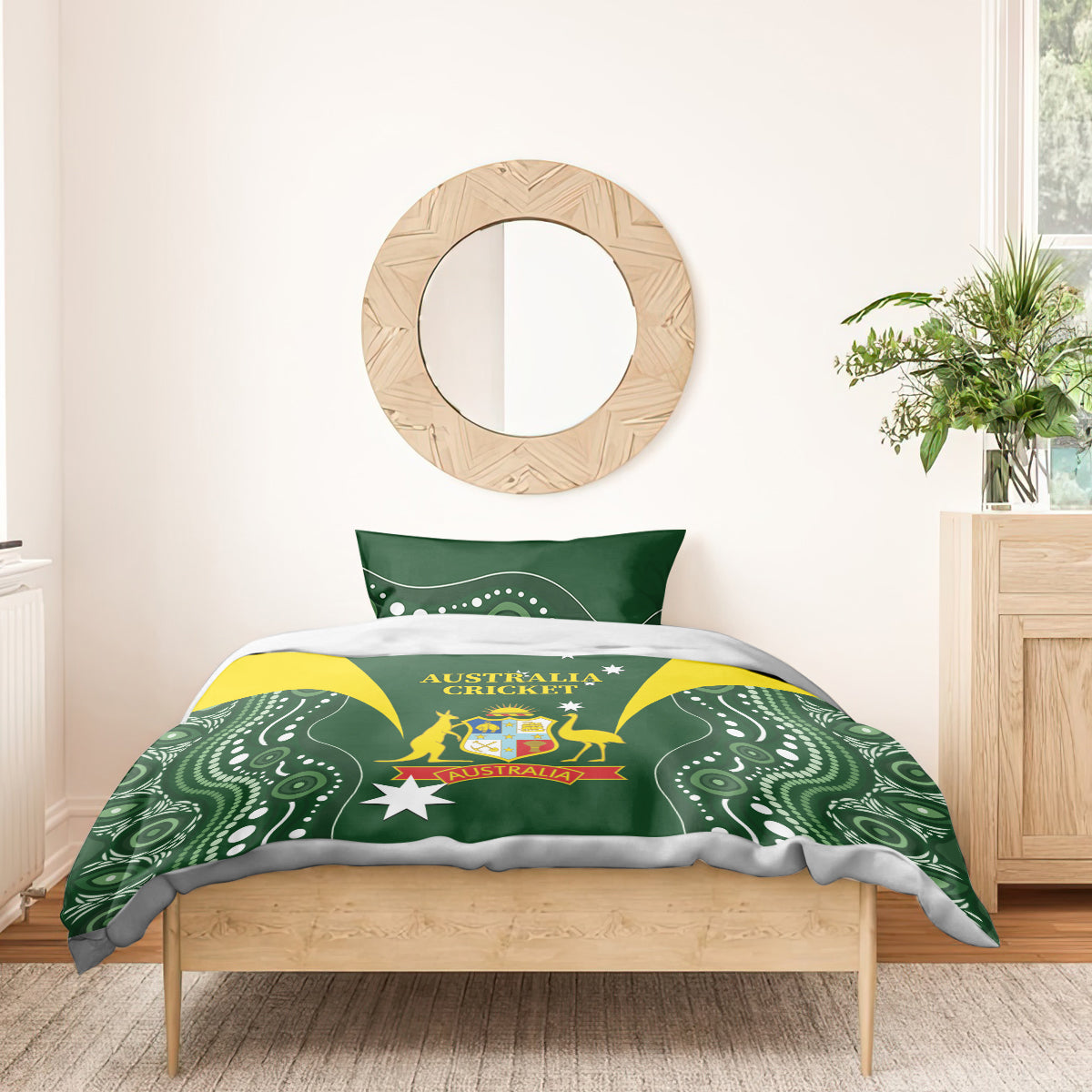 Australia Cricket Bedding Set 2024 World Cup Go Aussie - Green Version - Vibe Hoodie Shop