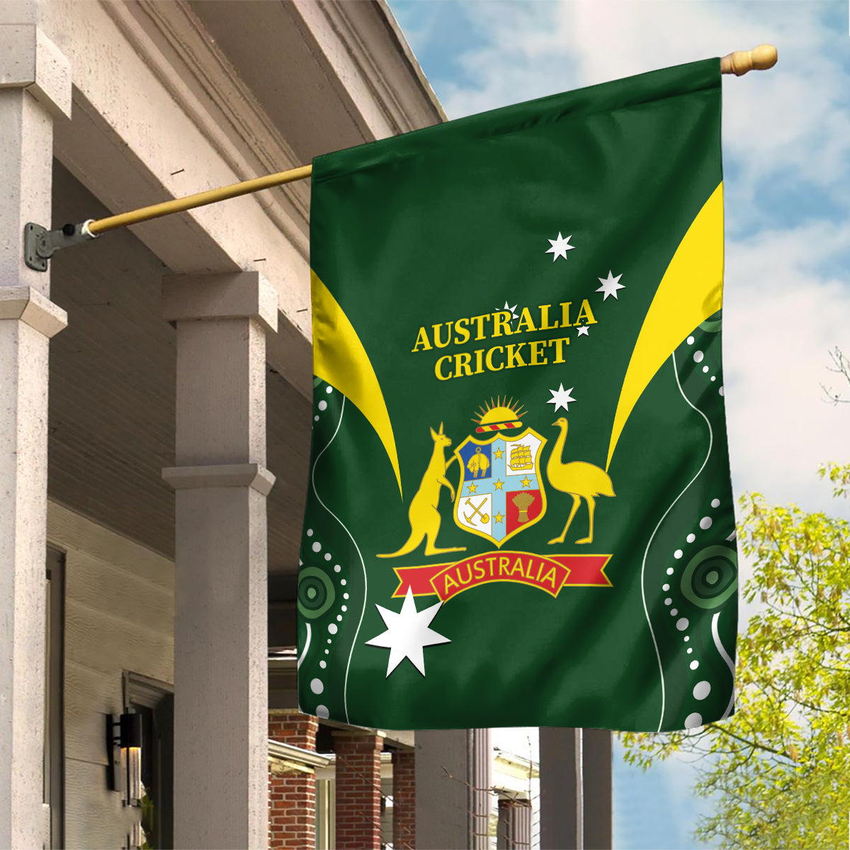 Australia Cricket Garden Flag 2024 World Cup Go Aussie - Green Version - Vibe Hoodie Shop