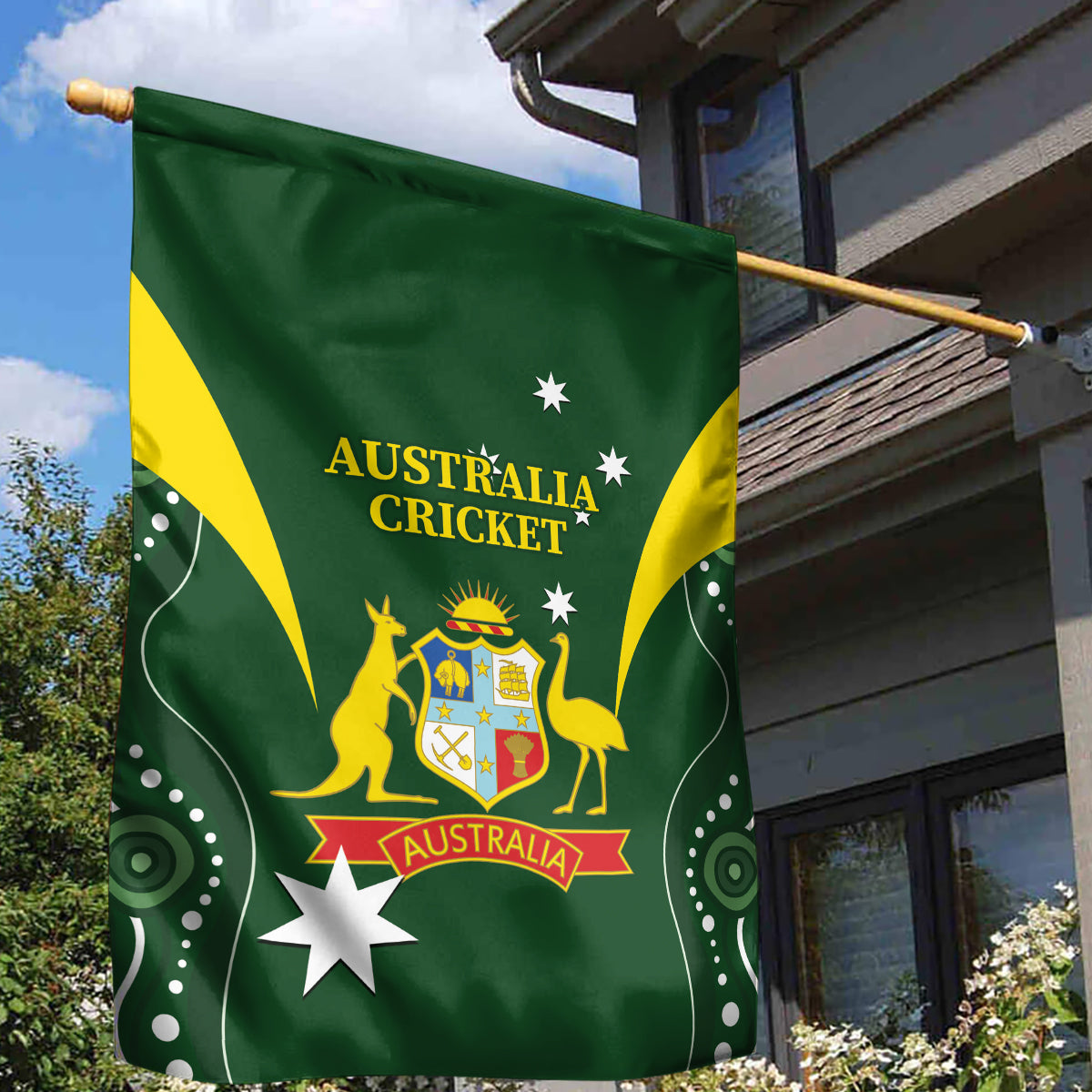 Australia Cricket Garden Flag 2024 World Cup Go Aussie - Green Version - Vibe Hoodie Shop