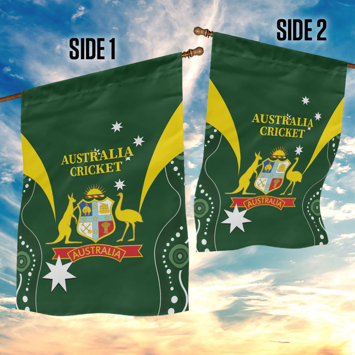 Australia Cricket Garden Flag 2024 World Cup Go Aussie - Green Version - Vibe Hoodie Shop