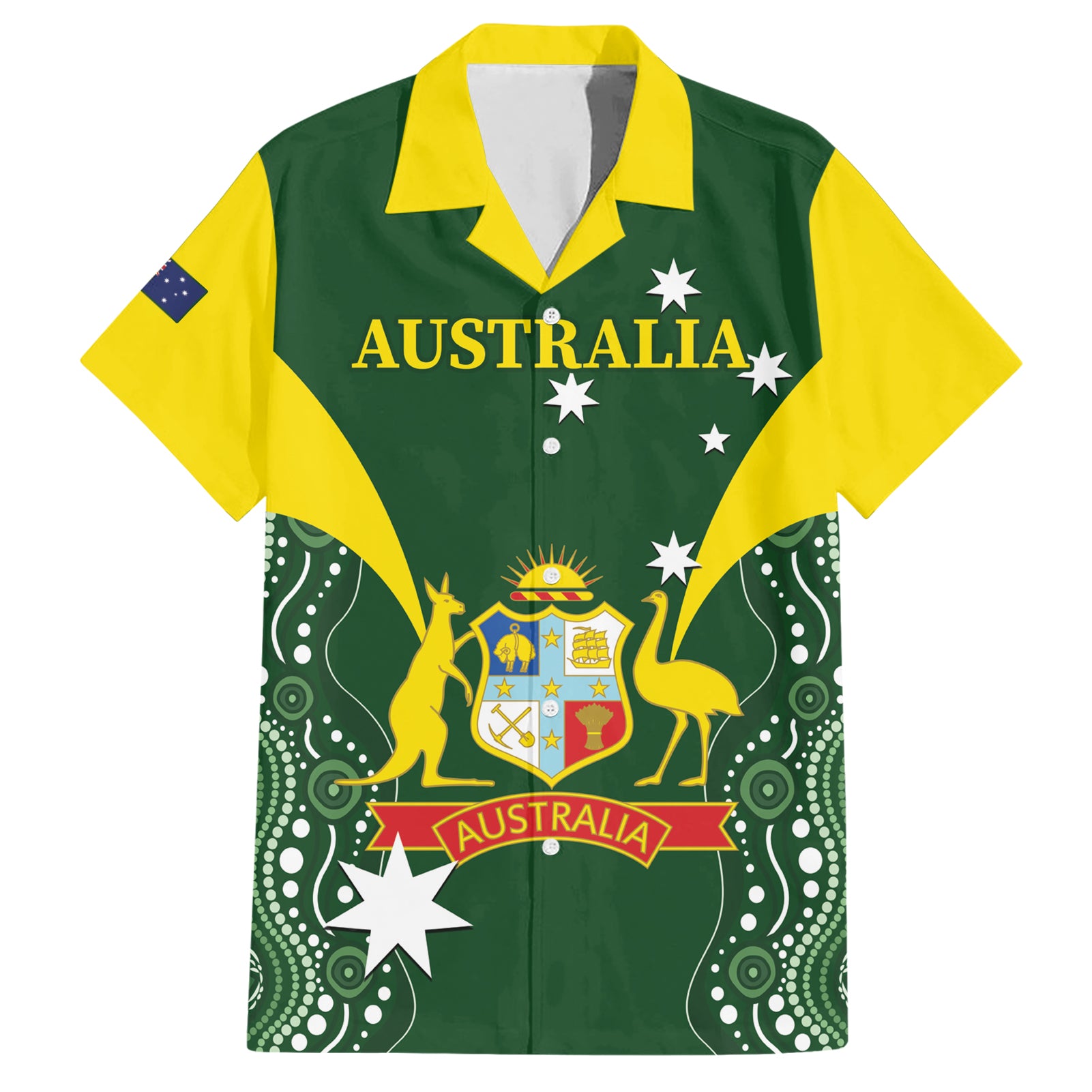 Custom Australia Cricket Hawaiian Shirt 2024 World Cup Go Aussie - Green Version - Vibe Hoodie Shop